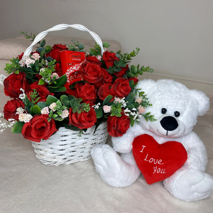 Rose Bud Basket Valentine's Set