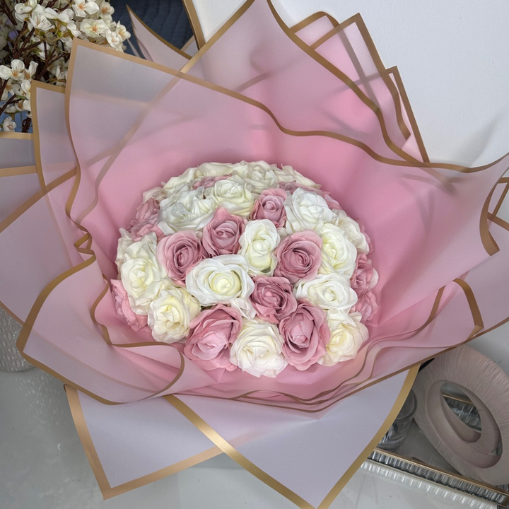 50 Pink, Ivory Forever Roses