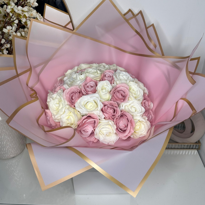 50 Pink, Ivory Forever Roses