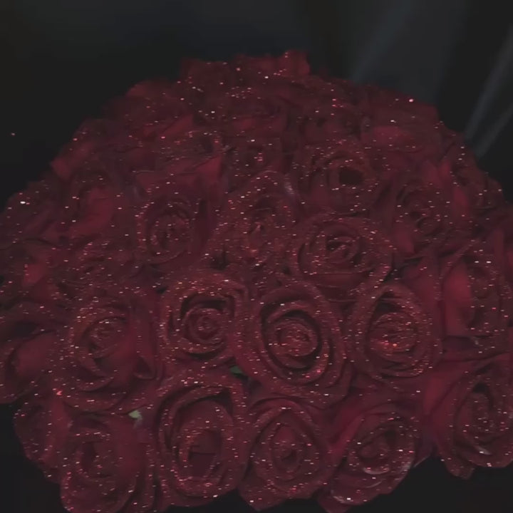 50 Red Glitter Forever Roses